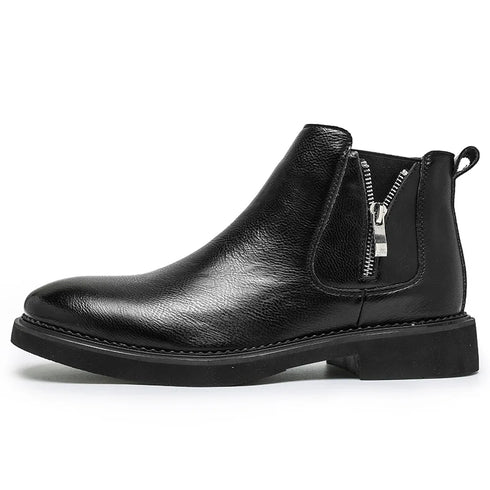 Elegant Narrow Width Chelsea Boots for Men - Genuine Leather Ankle Shoes with Zippers in British Style